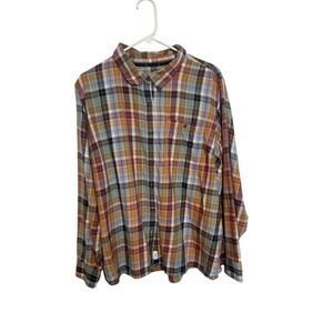 LL Bean Mens Plaid Flannel Long Sleeve Button Down Shirt 2XL